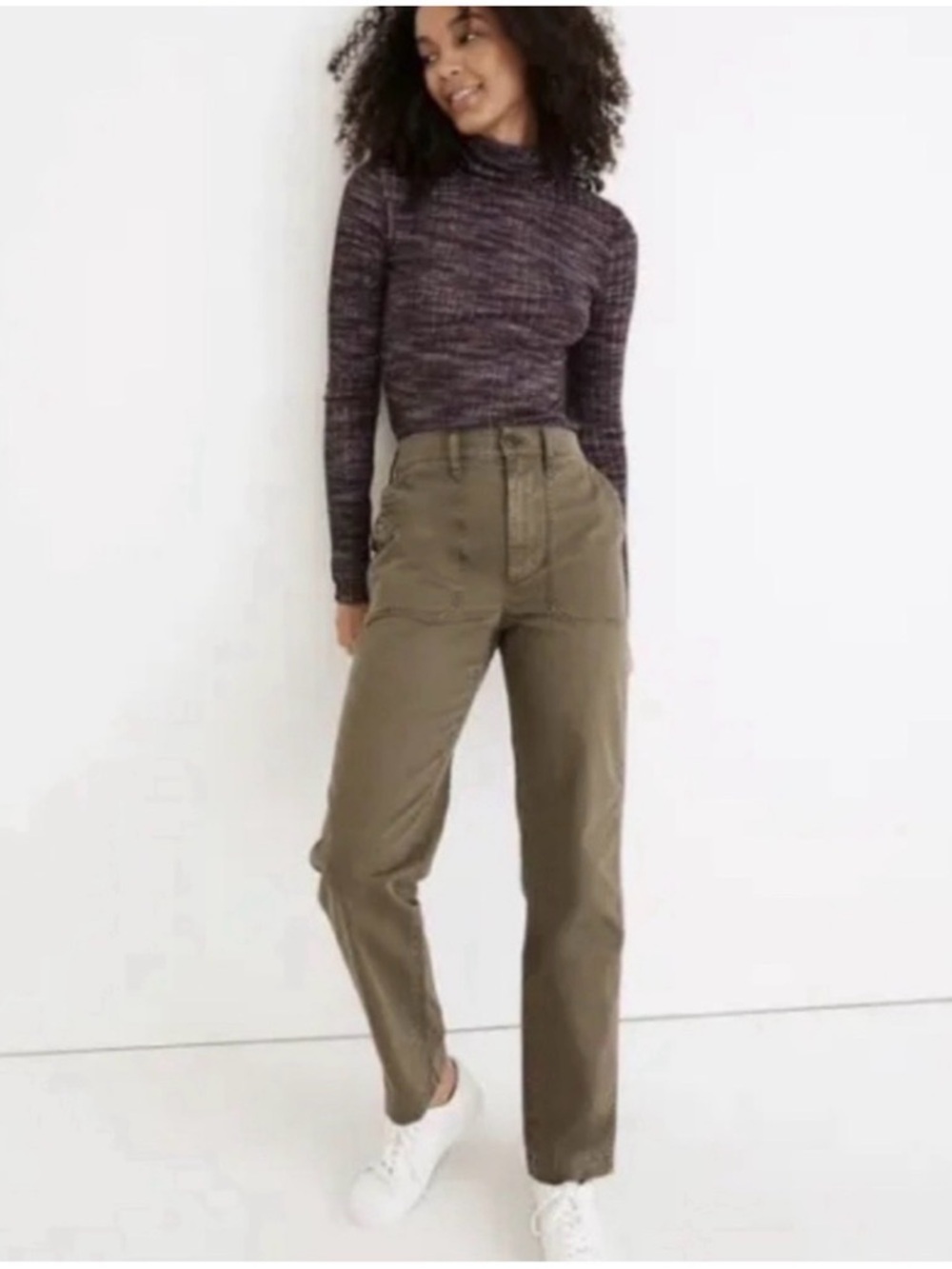 Madewell Women’s 29 High Waist Olive Green (Capers) Pants Cargo Utilitarian